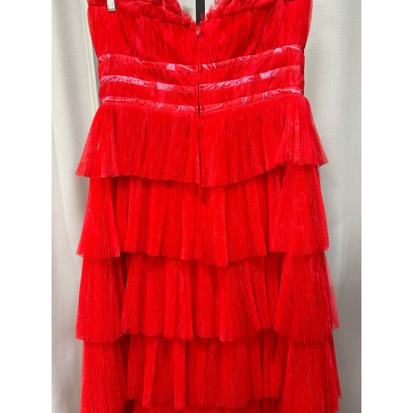 Hutch Evi Strapless Plissé Gown Red Romantic Floral Size 14 W Plus NWT Gorgeous - Picture 11 of 12